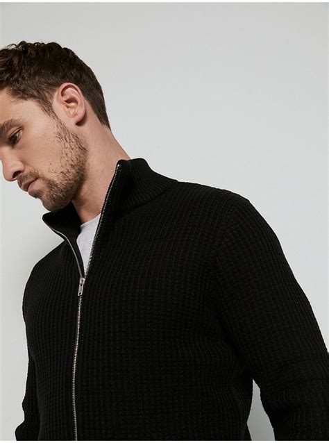 black with creme woolen chanel inspired zipped jumper